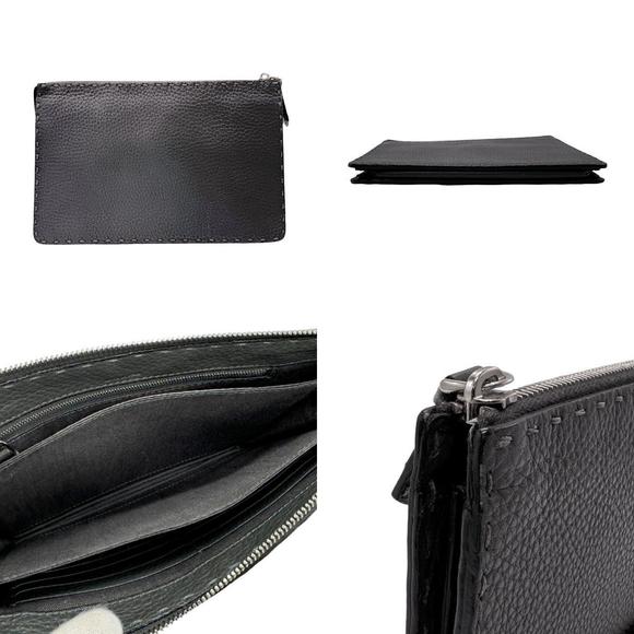 Fendi Selleria Leather Clutch Bag Black - Picture 3 of 10